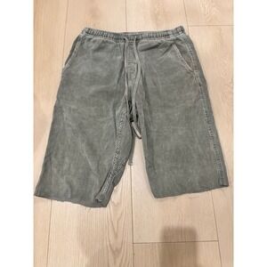 General Admission Mens Corduroy Drawstring Cut Off‎ Shorts Green Raw Hem Size M